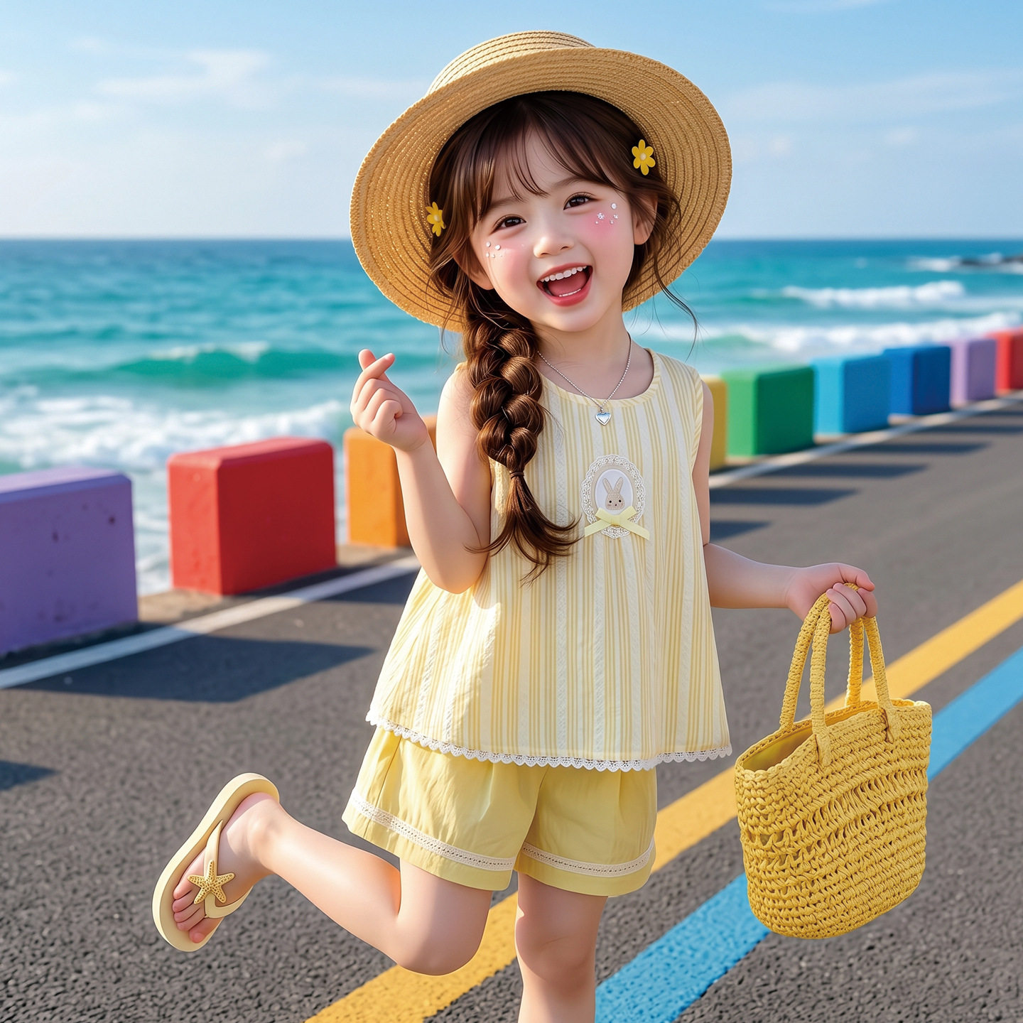韩国女童条纹短裤套装2026夏季新款学校两件套网红休闲童装代发潮