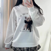 日单G@L女士新款 可爱猫咪丝带蝴蝶结运动衫 休闲上衣