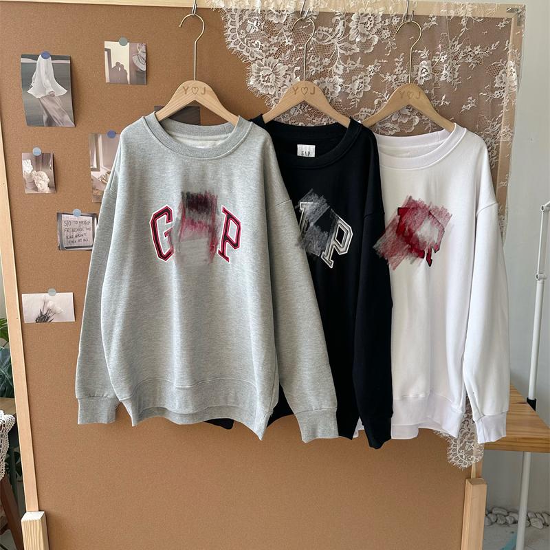 牛货G*P 美式休闲字母加绒圆领宽松大版卫衣