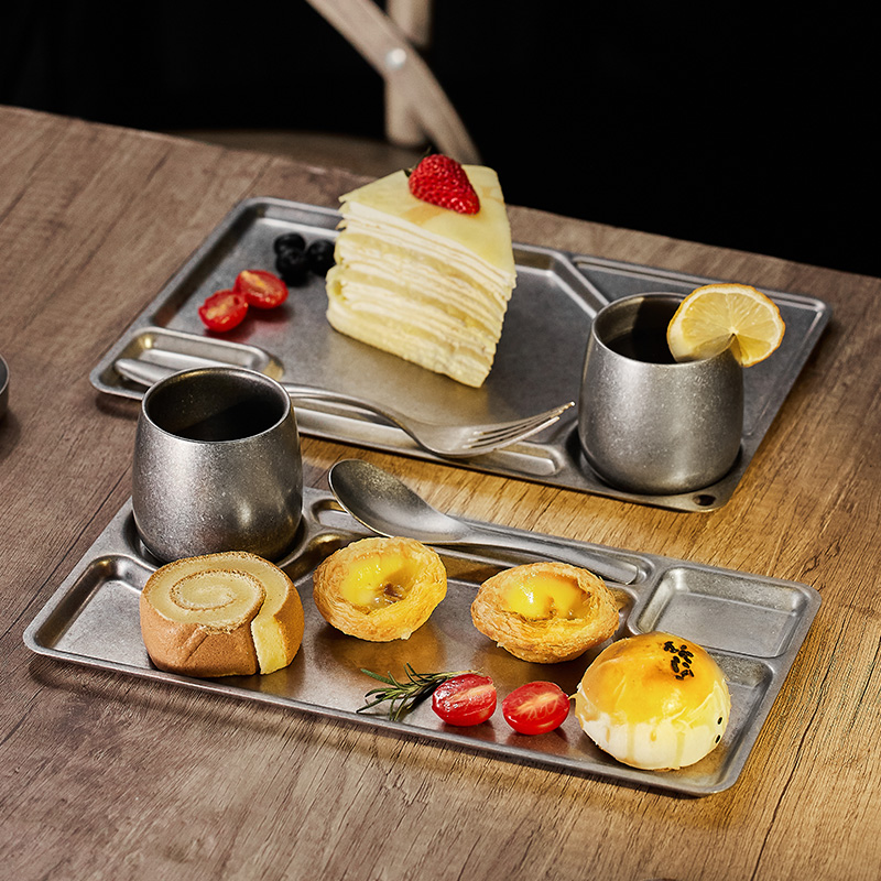 复古雪花灰托盘咖啡厅不锈钢杯托