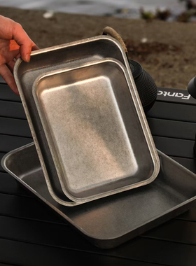 复古做旧304不锈钢托盘长方形餐盘甜品盘子烧烤盘小龙虾深盘创意