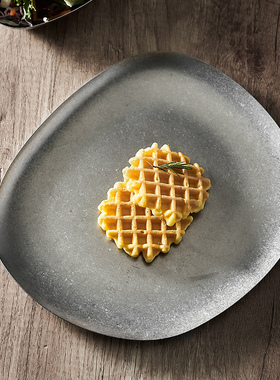 复古不锈钢盘不规则盘创意异形盘子高级感户外碗餐具西餐餐盘菜盘