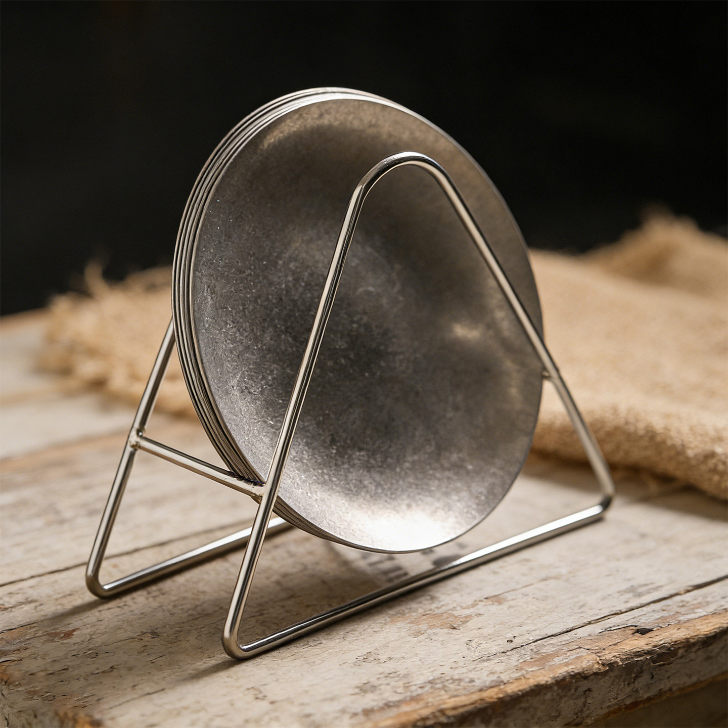 复古304不锈钢盘甜品盘蛋糕甜点碟子小餐盘圆形盘子收纳架工业风