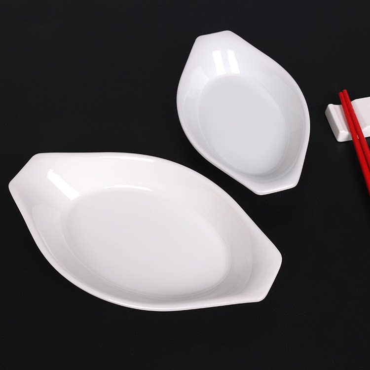 密胺船型盘子商用仿瓷餐具快餐