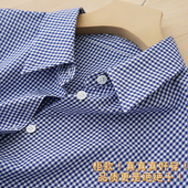 MIU 高支高密府绸棉 除了柜上就我家 爆赞 蓝色格纹衬衫 女宽松