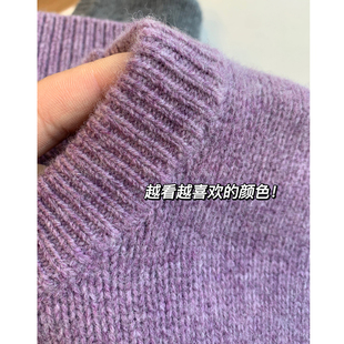 慵懒气质 高克重高密加厚470克100%纯羊毛花纱套头宽松毛衣秋冬女