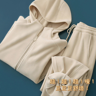 套装 暖冬小火炉 九分卫裤 LU家双面绒连帽卫衣外套 女冬 质量炒棒