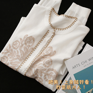 普通工厂根本做不出来！高及感爆棚！天丝+亚麻！重工刺绣衬衫女