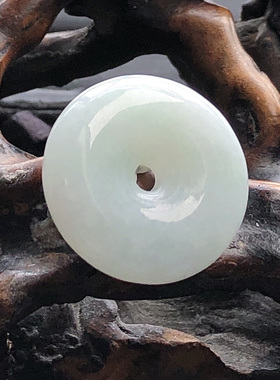 自然光实物拍/缅甸天然翡翠A货平安扣吊坠挂件6.93g老坑料带证书