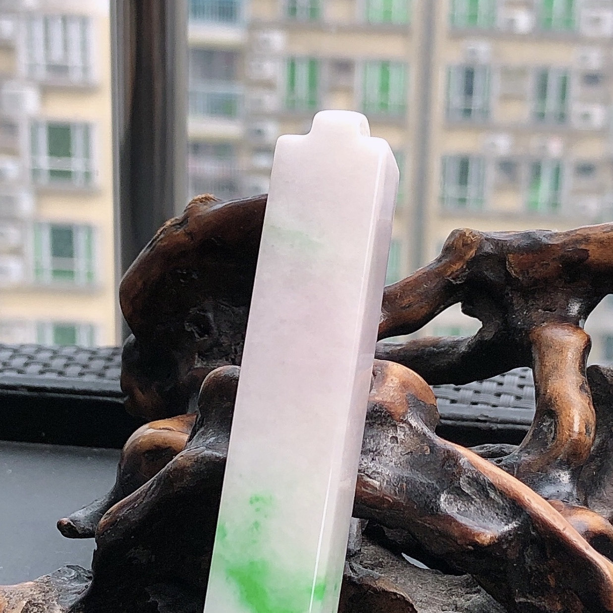 缅甸天然翡翠A货龙管平安柱挂件