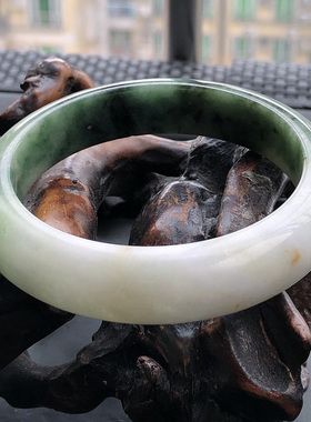 自然光实物拍/56.2圈缅甸翡天然翠A货飘花正圈手镯58.01g老坑证书