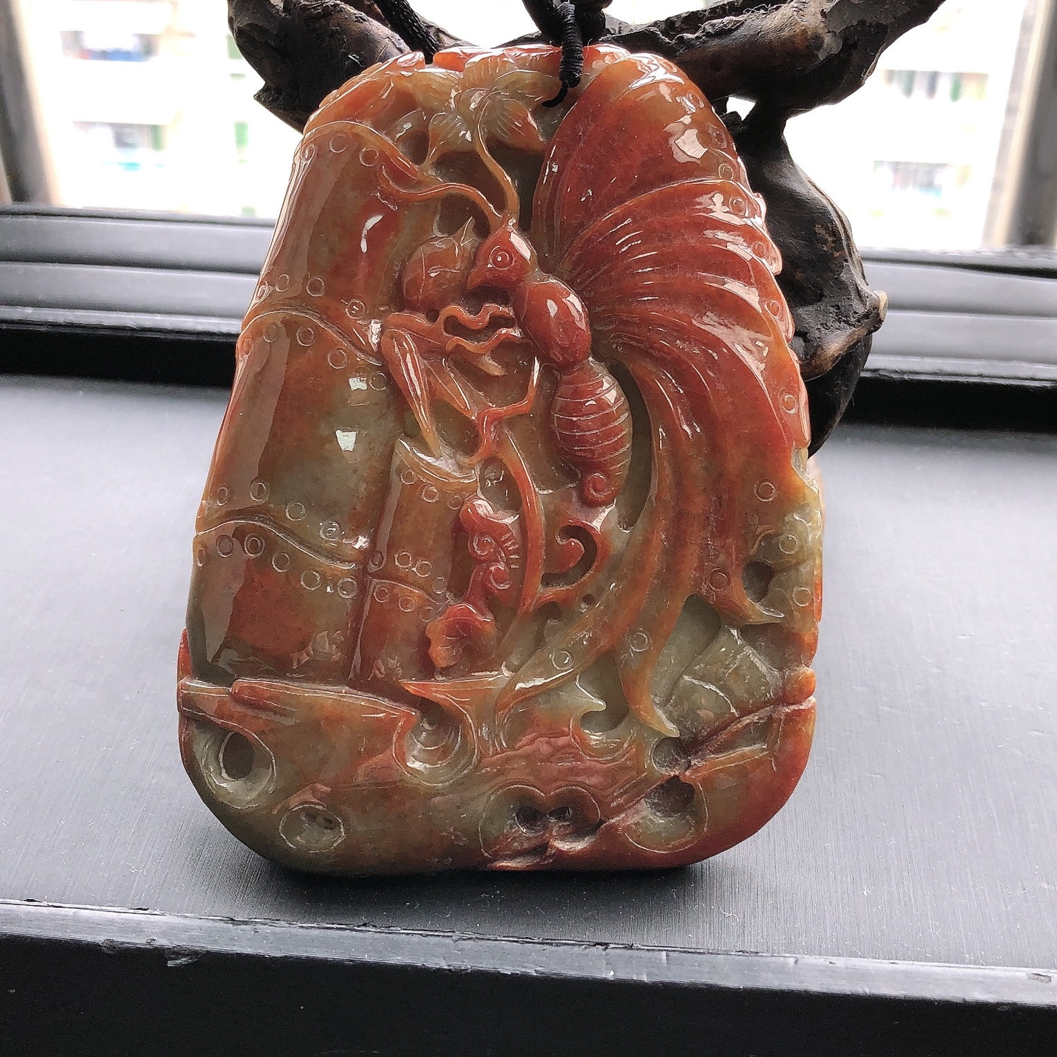 缅甸天然翡翠A货步步高升摆件