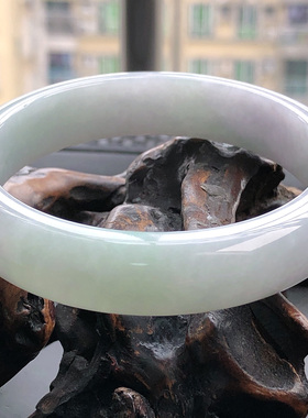 自然光实物拍/58.5圈缅甸老坑料天然翡翠A货正圈手镯61.26g带证书