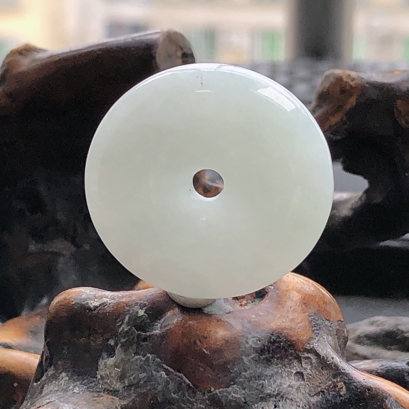 缅甸天然翡翠A货平安扣吊坠挂件