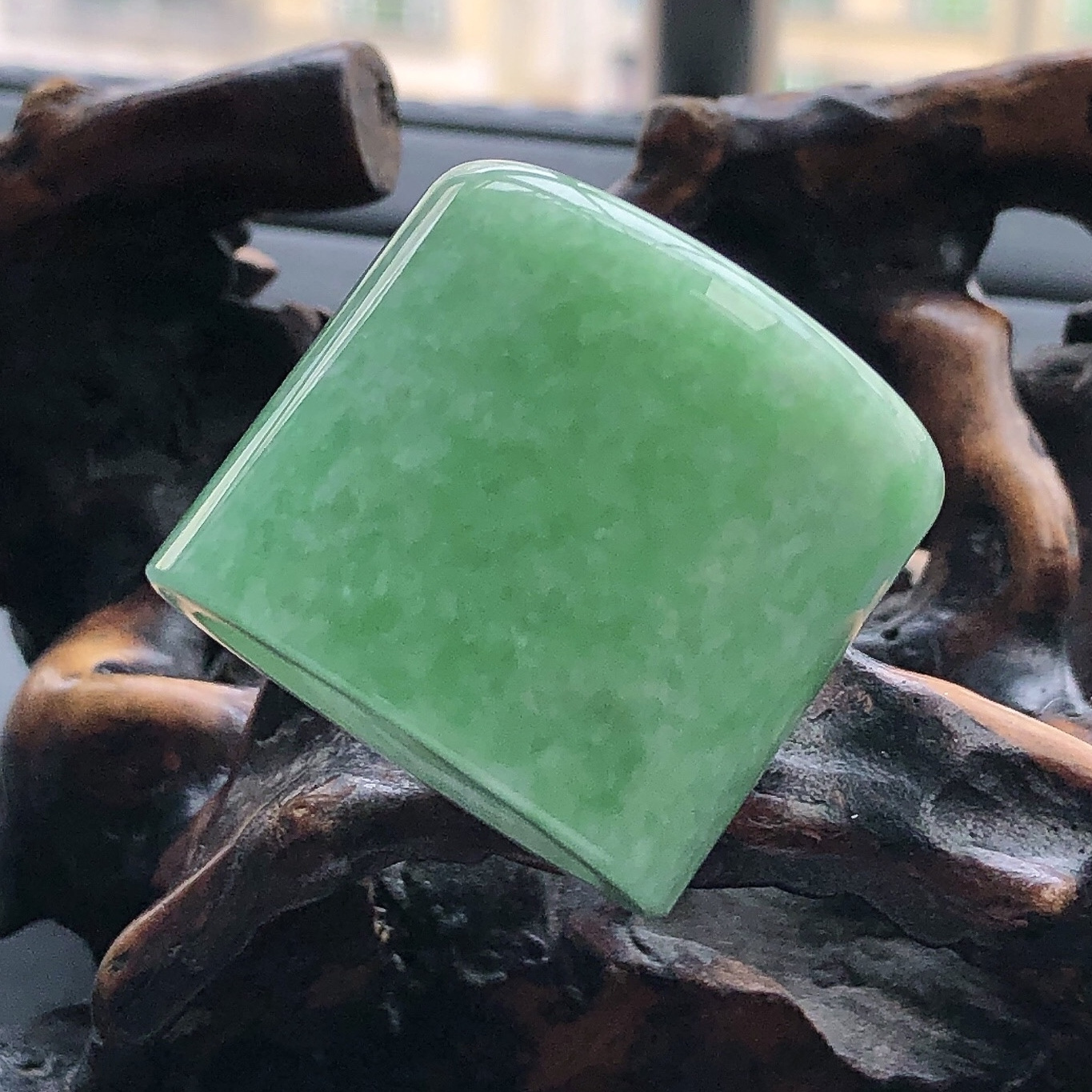 缅甸天然翡翠A货25号扳指戒指