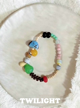 彩色多巴胺卡通不规则串珠手链