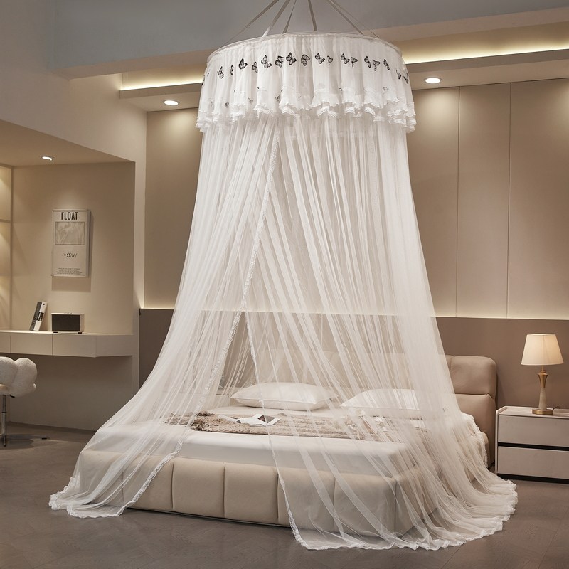 免安装圆顶蚊帐落地家用卧室免打孔吊挂吸顶床幔2026新款无需支架