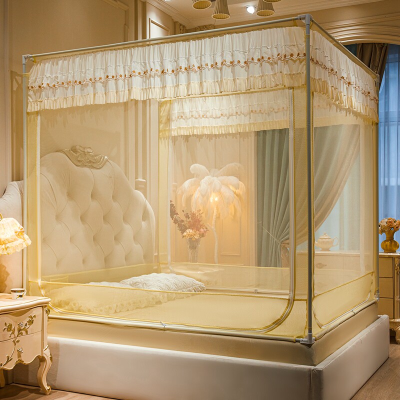 2026新款家用卧室防摔蚊帐全底婴儿童防掉床回底床笠蒙古包三开门