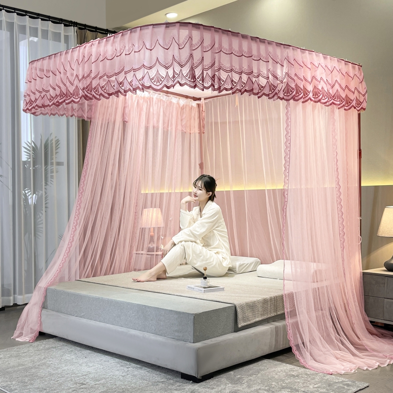 2025新款大红结婚庆U型导轨蚊帐