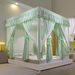 坐床拉链防尘遮光床帘蚊帐床幔公主风三开门婴儿童防摔蒙古包 新款