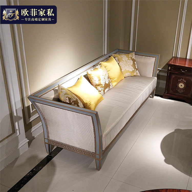 拉卡萨美式布艺沙发家具别墅实木沙发意式轻奢客厅三人四人位现货