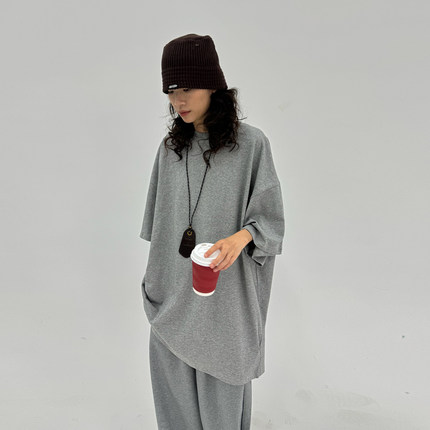 Sleepzoo 25SS 春夏慵懒风oversize落肩半袖T恤女 宽松BF圆领tee