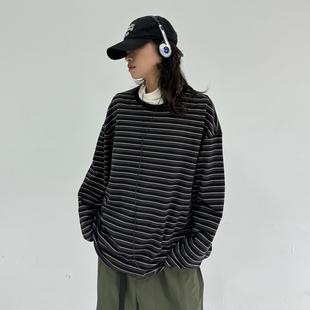 慵懒BF风条纹长袖 秋冬基础款 打底T恤女百搭圆领tee 24AW Sleepzoo