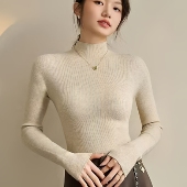 半高领打底衫 女秋冬季 内搭黑色外穿修身 2025新款 长袖 羊毛针织上衣