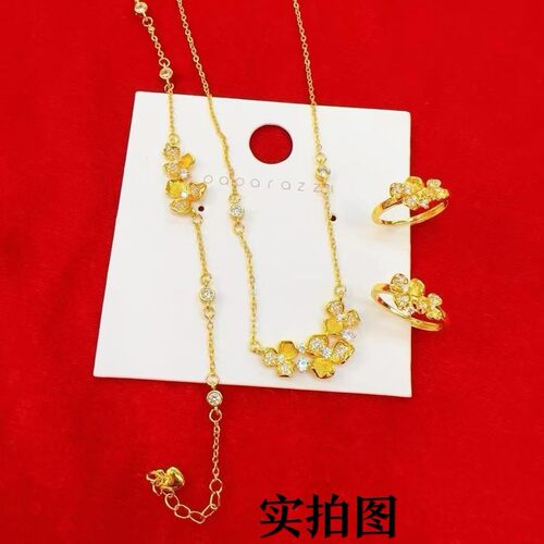 越南沙金鸢尾花镶钻耳钉女款时尚