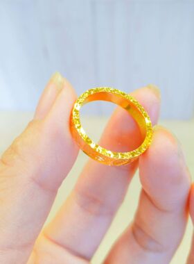 越南沙金三面碎冰冰吉言戒指女款
