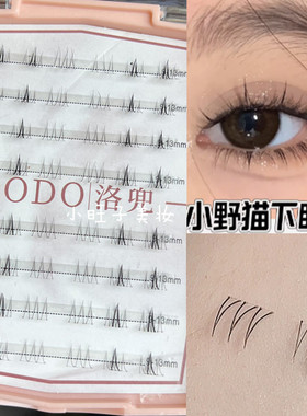 洛兜LODO甜酷野猫太阳花下睫毛单簇自然妈生懒人三步曲月牙透明梗