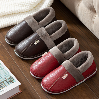 加绒男士保暖冬季棉拖鞋防滑厚底