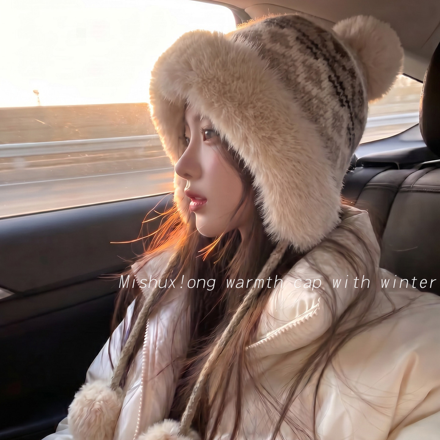 2026新款费尔岛帽子女士冬季大头围加厚毛绒保暖显脸小指针毛护耳