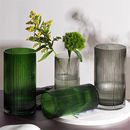 新品 逸页棠玻璃百合花瓶北欧简约风直筒条纹家居客厅插大花瓶花器