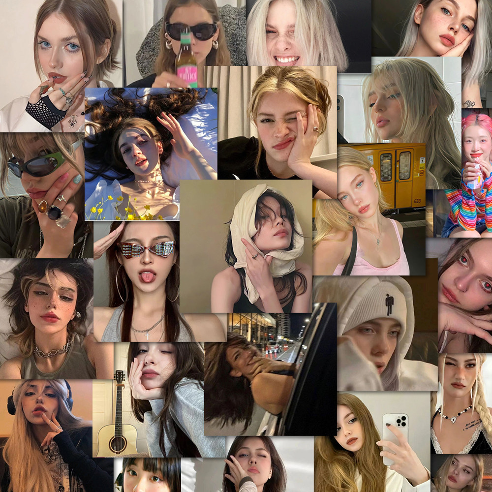 108张欧美风辣妹贴纸ins美女头像高颜值笔记本电脑手机贴画防水