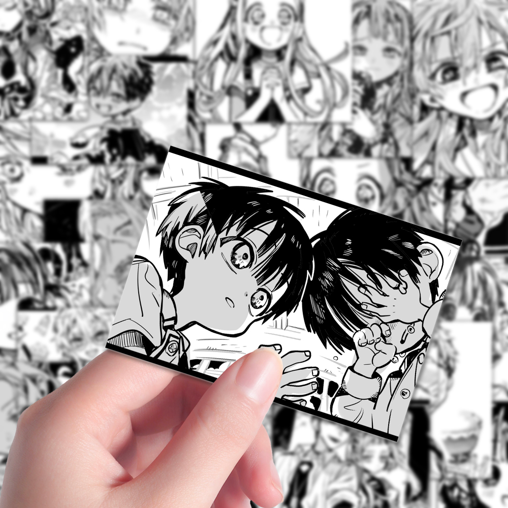 96张黑白地缚少年花子君贴纸高颜值黑白卡通高颜值手机壳水杯手账