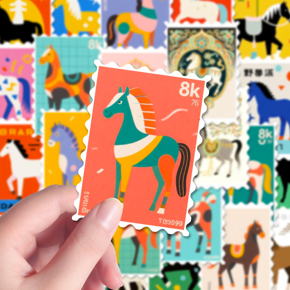 108张2026年马年邮票贴纸喜庆新年装饰小众巴胺马元素diy装饰贴画,文具电教/文化用品/商务用品,贴纸/立体贴纸,淘宝优惠券,粉丝福利购,淘宝优惠卷