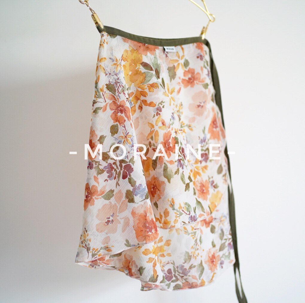 moraine梦莲芭蕾成人款松紧系带前短后长雪纺印花体服纱裙 虞美人