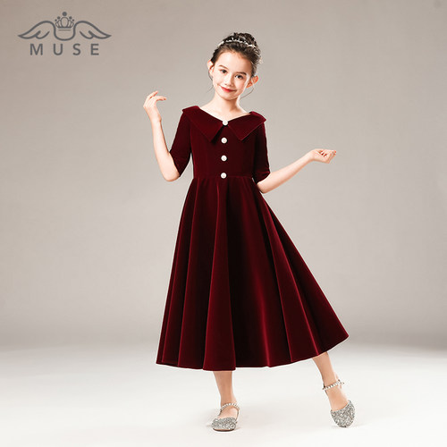 儿童生日礼服公主裙冬绒布合唱团