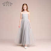 MUSE儿童礼服晚礼服演出服花童礼服女童公主裙钢琴演出裙长款 春夏