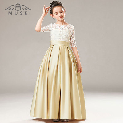 女童金色公主礼服裙春季乐团演奏