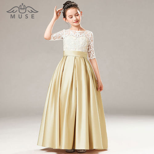 女童金色公主礼服裙春季乐团演奏