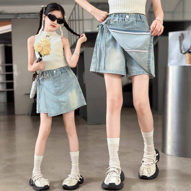 英国MDCW女童牛仔短裤2026夏季新款儿童洋气时髦蝴蝶结裙子