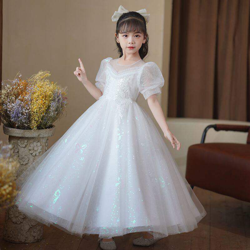 女童夏季公主裙花童婚礼小女孩高端主持人洋气钢琴演奏儿童礼服