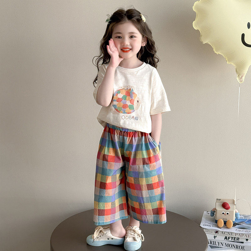 法国DiAY女童夏季套装2025新款洋派儿童薄款女宝宝夏装短袖两件套