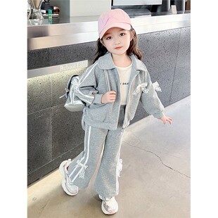 女童套装2025新款春秋儿童洋气时髦宝宝休闲春季纯棉运动春装卫衣