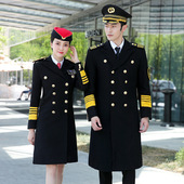 秋冬机场物业保安工作服男女同款 酒店别墅区礼宾制服毛呢大衣