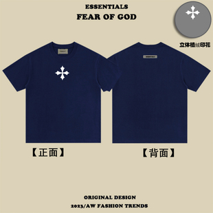 高街宽松百搭情侣上衣潮 T恤美式 ESSENTIALSOF FOG十字架重磅短袖