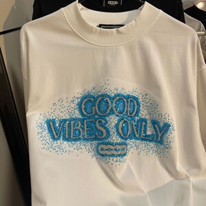 GOODBRAND 2026SS 蓝色星河管珠绣标语时尚短袖T恤 男女同款