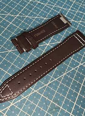 快拆牛皮表带适配IWC万国马克二十飞行员真皮表带针扣20黑棕蓝色